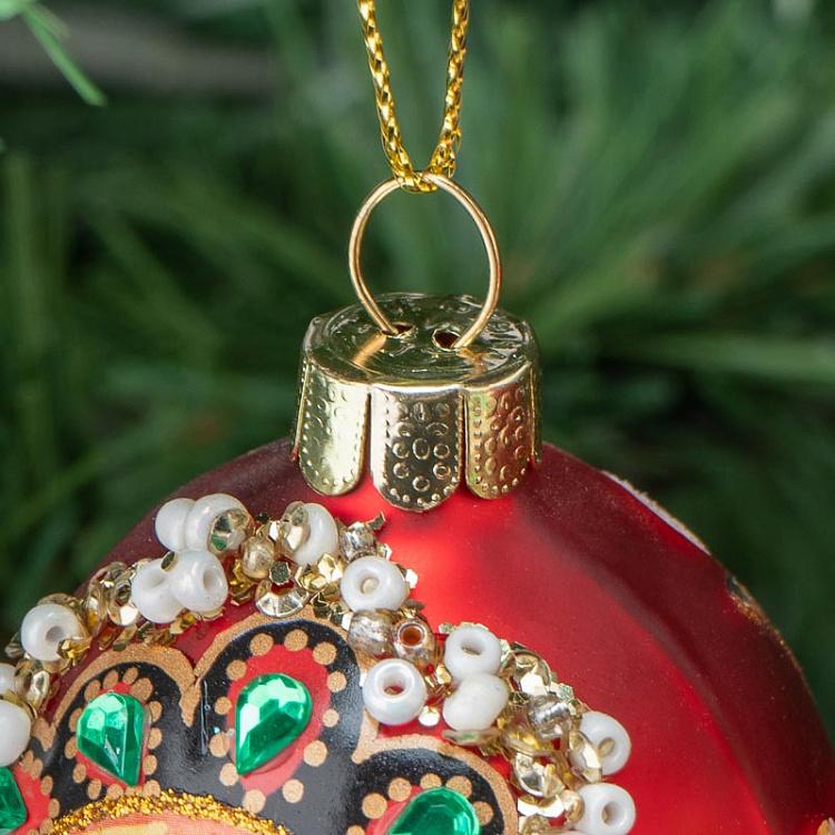 Набор из двух ёлочных игрушек Матрёшки Set Of 2 Glass Matryoshka Dolls Red/Green 10,5 cm