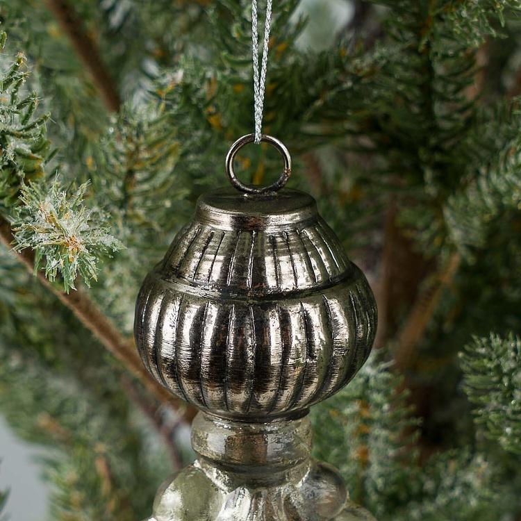 Ёлочная игрушка-подвеска Листик на металлическом основании Metal Base Leaf Pendant Aged Glass 6,5 cm