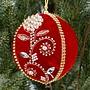 Ёлочная игрушка Bead Pattern Velvet Ball Red 10 cm