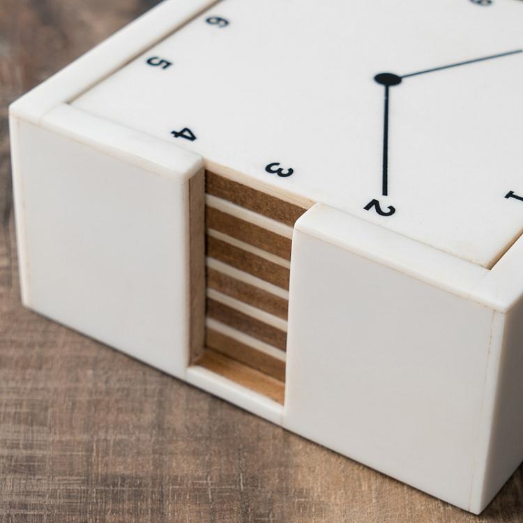 Набор из шести подставок под стаканы в футляре Часы Set Of 6 Coasters Clock In Case