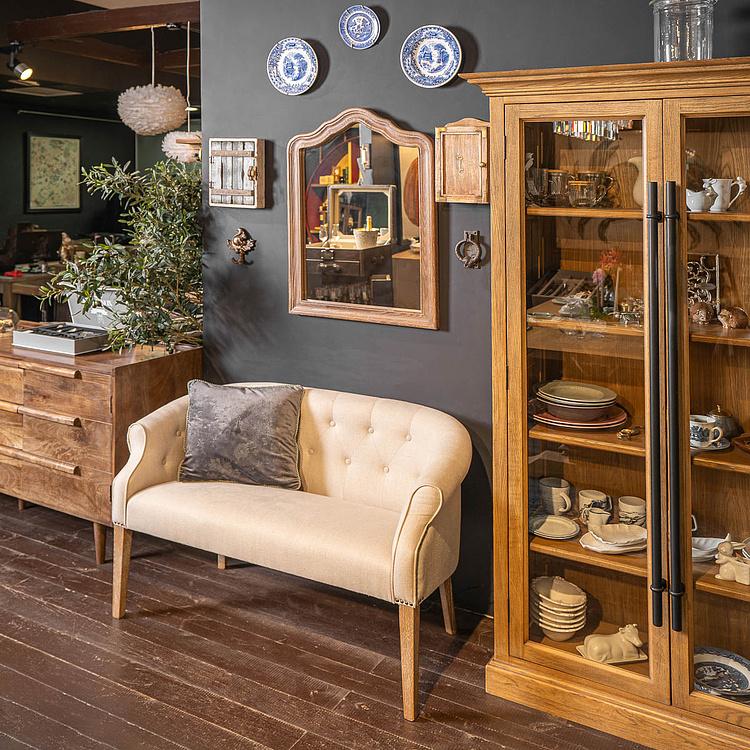 Двухместный льняной диван Маршал, песочные ножки Marshall 2 Seater, Oak Sandwashed Linen