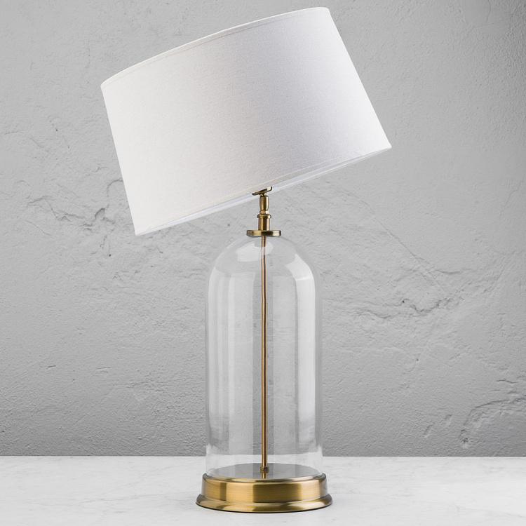 Настольная лампа со стеклянным куполом и абажуром Казань Kazan Glass Dome Brass Base Table Lamp With Shade
