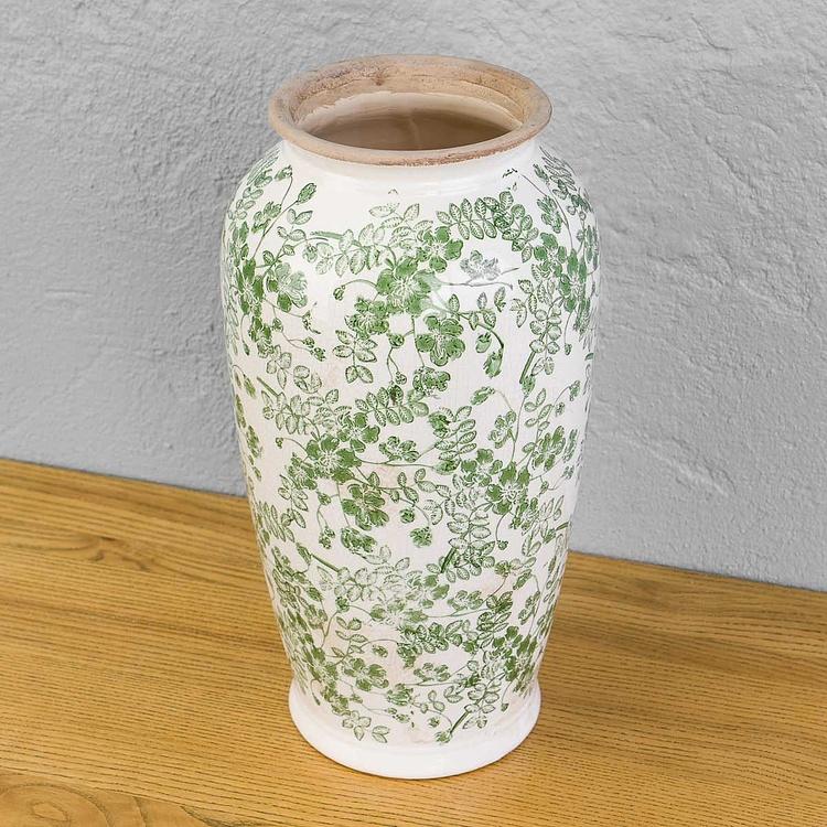Ваза с узором из зелёных цветов, L Flower Vase Large Green