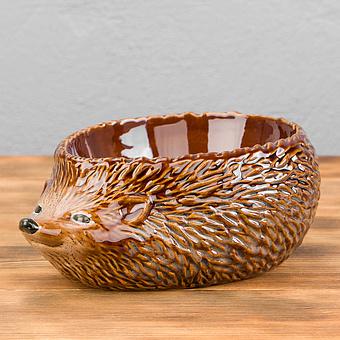 Stoneware Hedgehog Bowl Brown