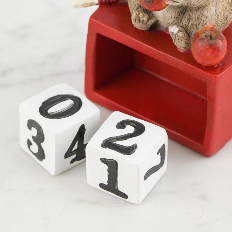 Новогодняя фигурка Мышка на календаре Xmas Mouse On Calendar Red 14,5 cm