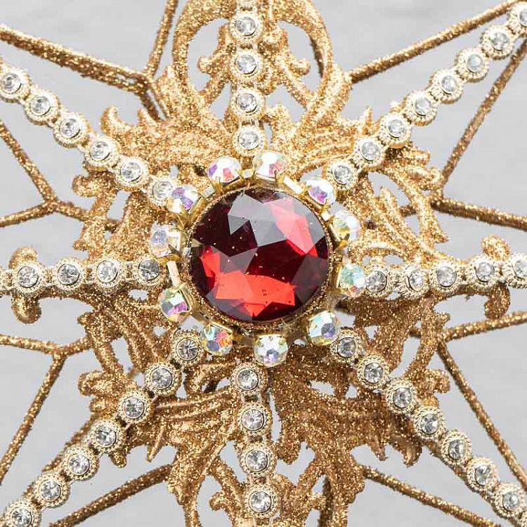 Верхушка на ёлку Полярная звезда золотистая с разноцветными стразами Wire Jewel Northern Star Tree Topper Multi 35 cm