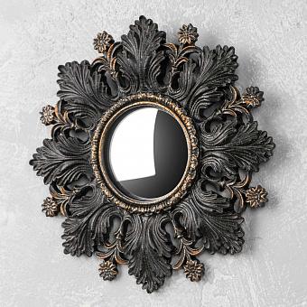 Black Leaves And Flowers Convex Mirror