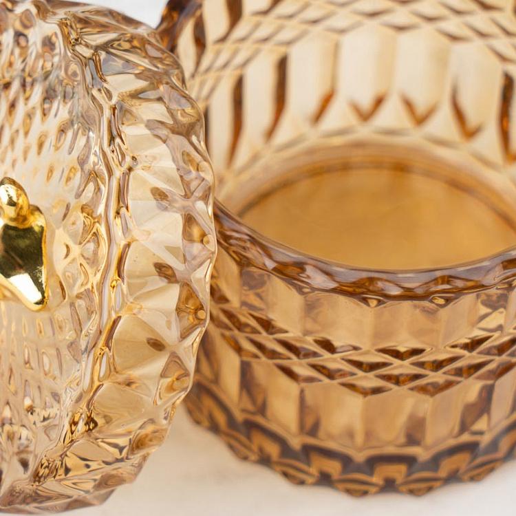 Янтарная ёмкость для хранения с оленем Glass Jar With Deer Figure Ochre