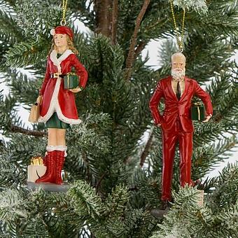 Set Of 2 Xmas Shopping Couple 12,5 cm