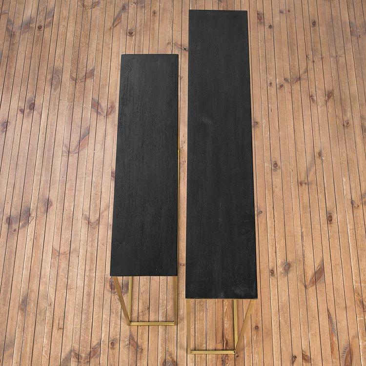 Комплект из двух консольных столов из дерева манго Set Of 2 Consoles Mango And Antique Gold