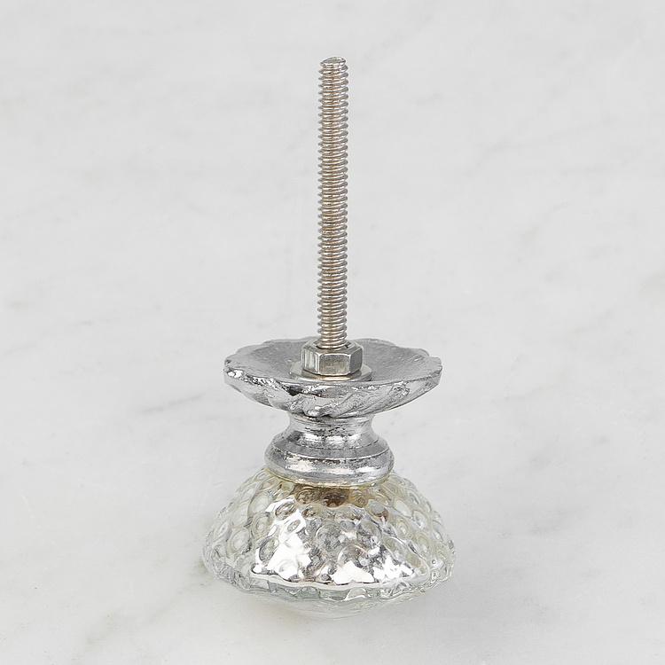 Мебельная ручка Серебряный бархатец Silver Marigold Glass Knob With Backplate