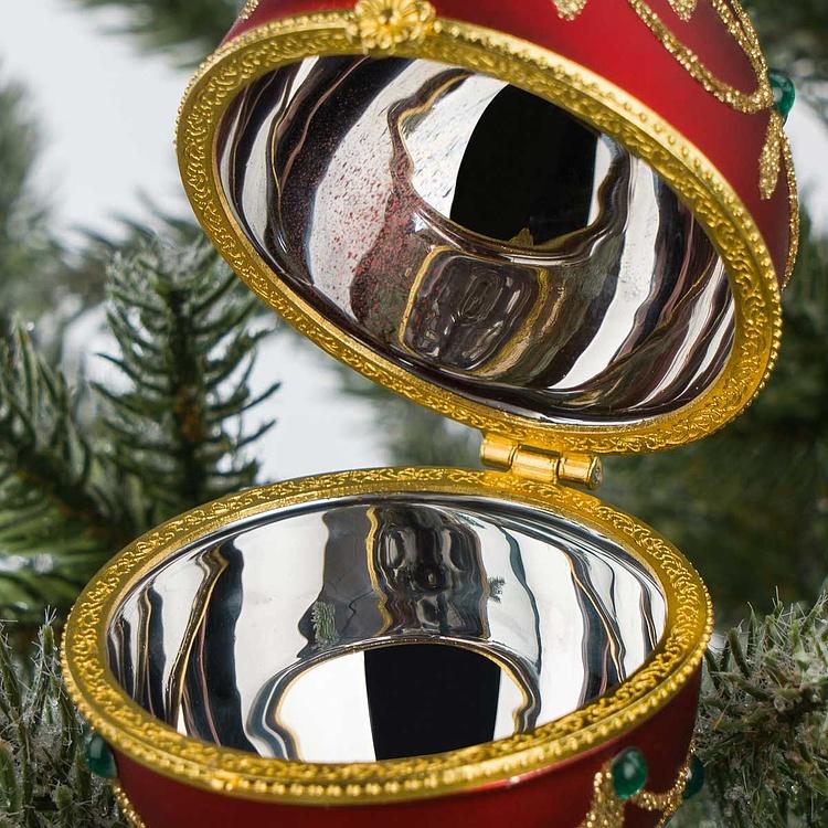 Набор из двух ёлочных игрушек-шкатулок красной и зелёной Set Of 2 Xmas Egg Boxes Jewel Red Green 11 cm