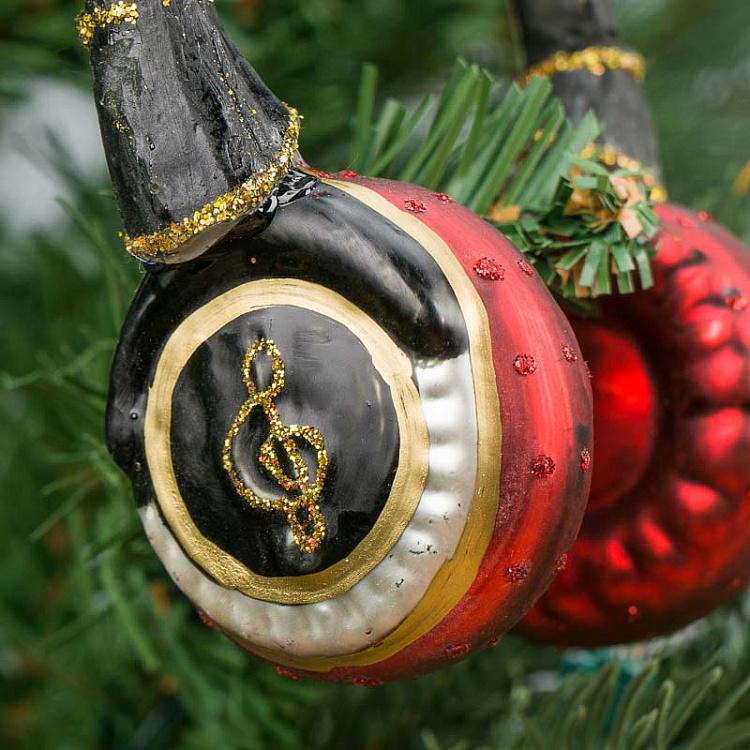 Ёлочная игрушка Красные наушники Glass Hanger Earphones Red 11,5 cm