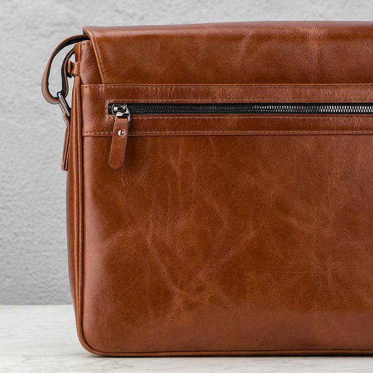 Кожаная мужская сумка-портфель Мессенджер Satchel Messenger Bag