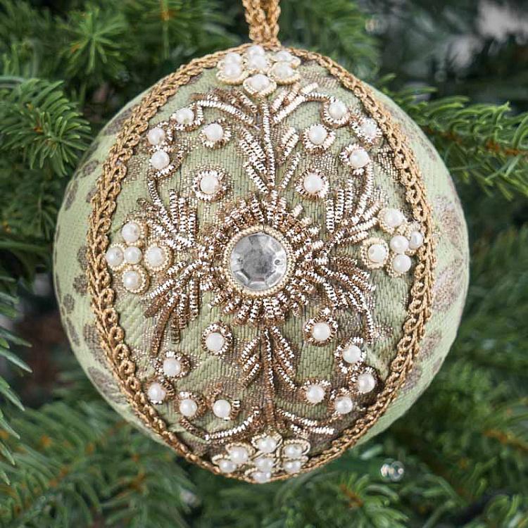 Ёлочная игрушка Золотой шар с бусинами Beads Ball Gold 9 cm