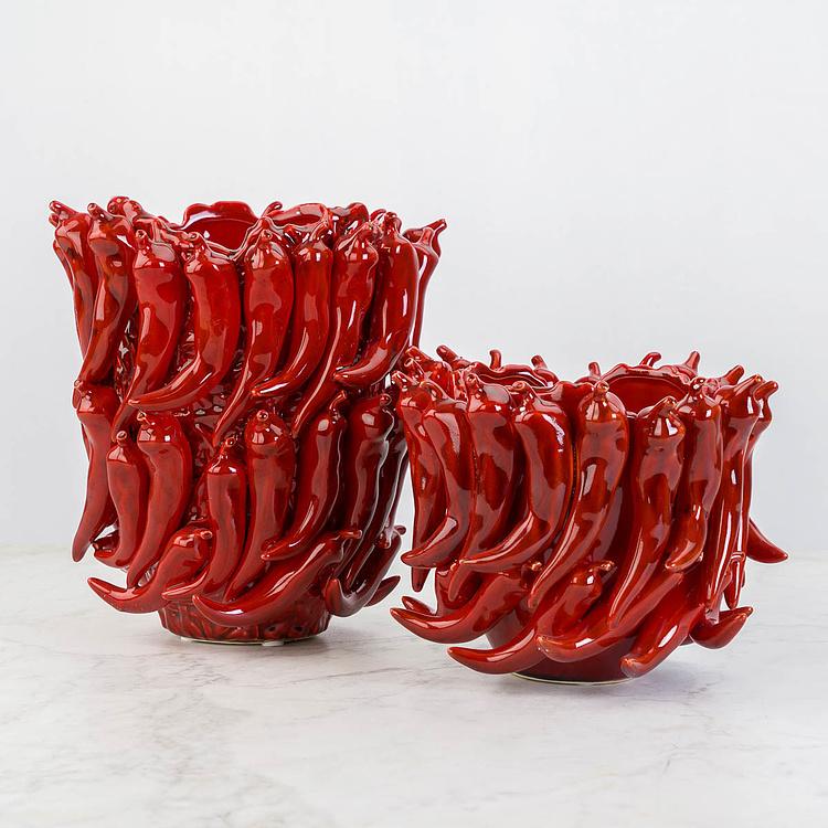 Красная ваза Перцы Чили, L Chili Bordeaux Red Vase Large