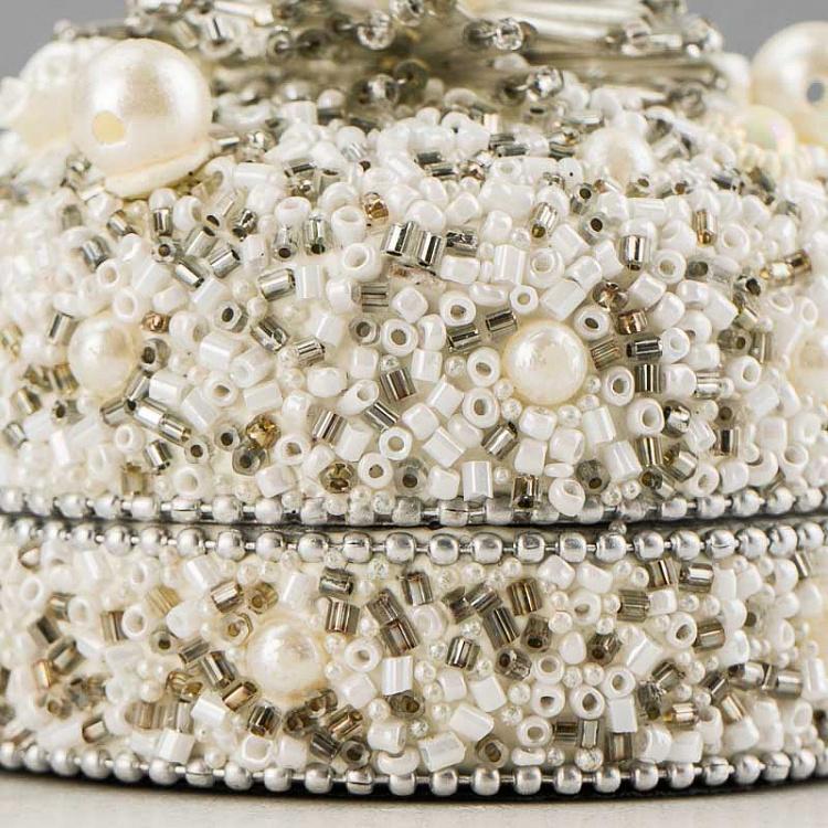 Шкатулка Жемчужина с бусинами Jewelry Box Pearl With Beads Cream White