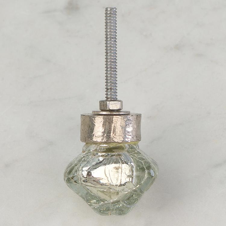 Мебельная ручка Пирамида с кракелюром Crackled Silver Pyramid Glass Knob