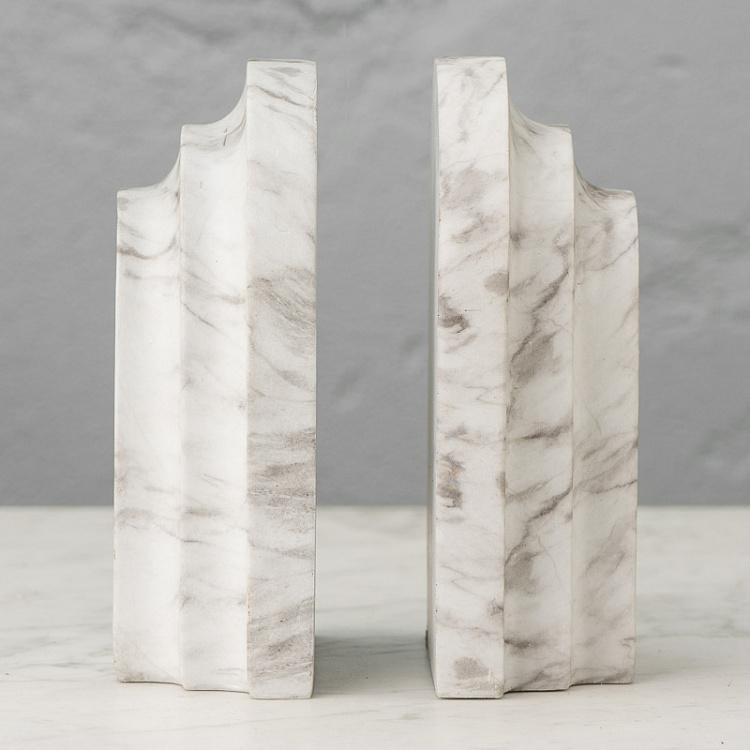 Набор из двух держателей для книг под мрамор Marble Look Bookends White Grey