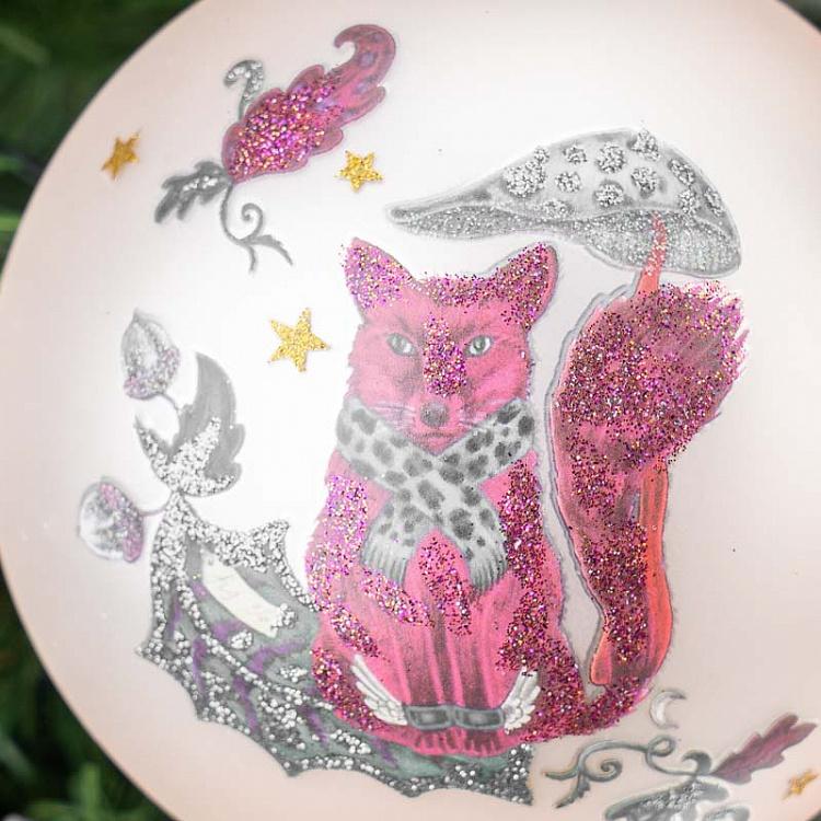 Набор из трёх ёлочных шаров Лесные жители Set Of 3 Glass Silvis Mice And Woods Balls Cream/Green 12 cm