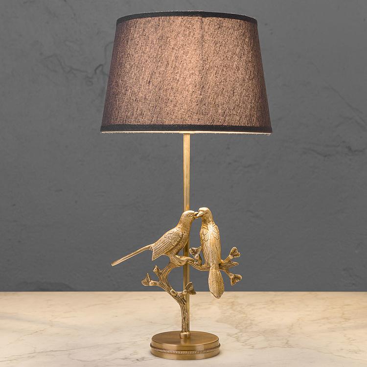 Настольная лампа с серым абажуром Две птицы Table Lamp With Gray Shade Two Birds