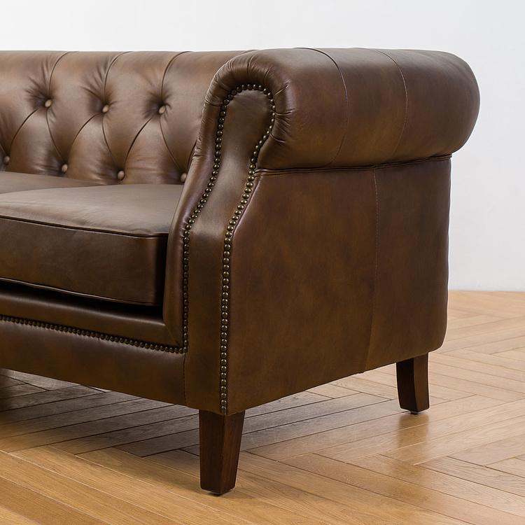 Двухместный диван Парламент, красно-коричневые ножки Parlament 2 Seater, Red Brown Wood D