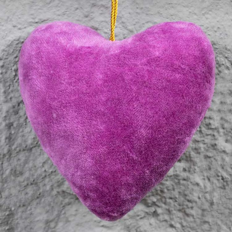 Ёлочная игрушка Лиловое сердце с бисером Heart Purple 10 cm