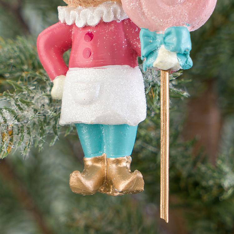 Набор из двух ёлочных игрушек Мыши-повара из Сладкого королевства Set Of 2 Candyland Chef Mice Pink Blue 9 cm