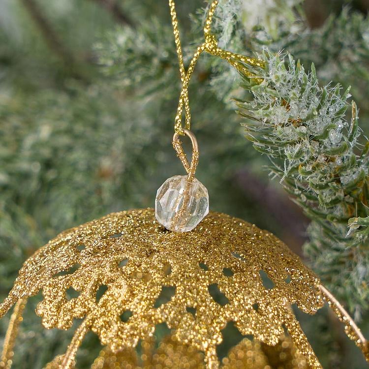 Ёлочная игрушка Золотистый воздушный шар Wire Jewel Hot Air Balloon Gold 24 cm