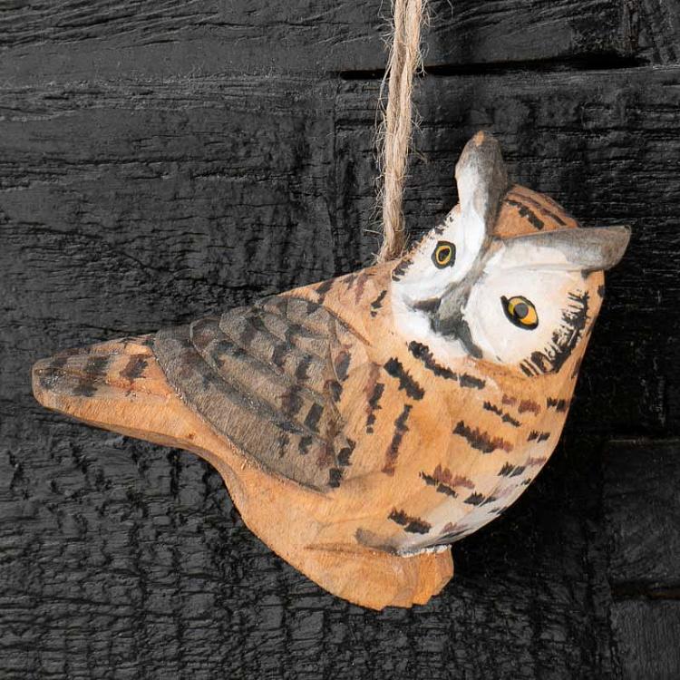 Подвесное украшение Сова Hanging Wooden Owl 8 cm