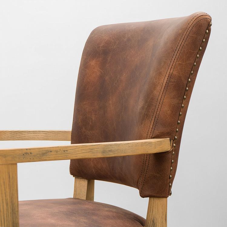 Стул Мами с подлокотниками, светлые ножки Mami Dining Chair With Arms, Oak Brown