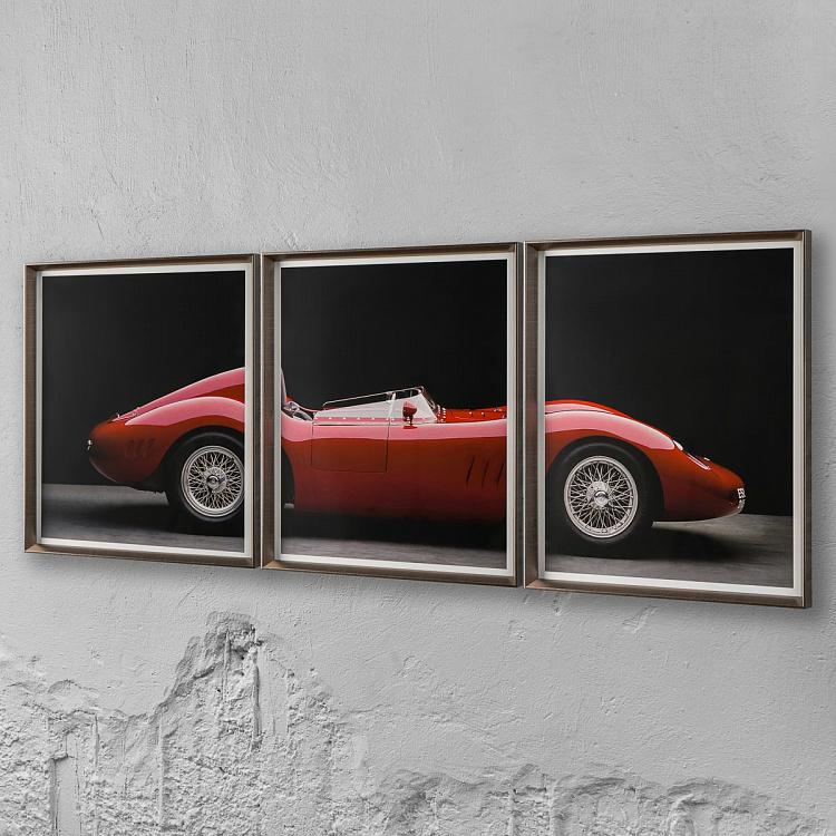 Фото-принт триптих в серебристой раме Мазерати 250С Фантуцци Set Of 3 Maserati 250S Fantuzzi, Pewter Frame