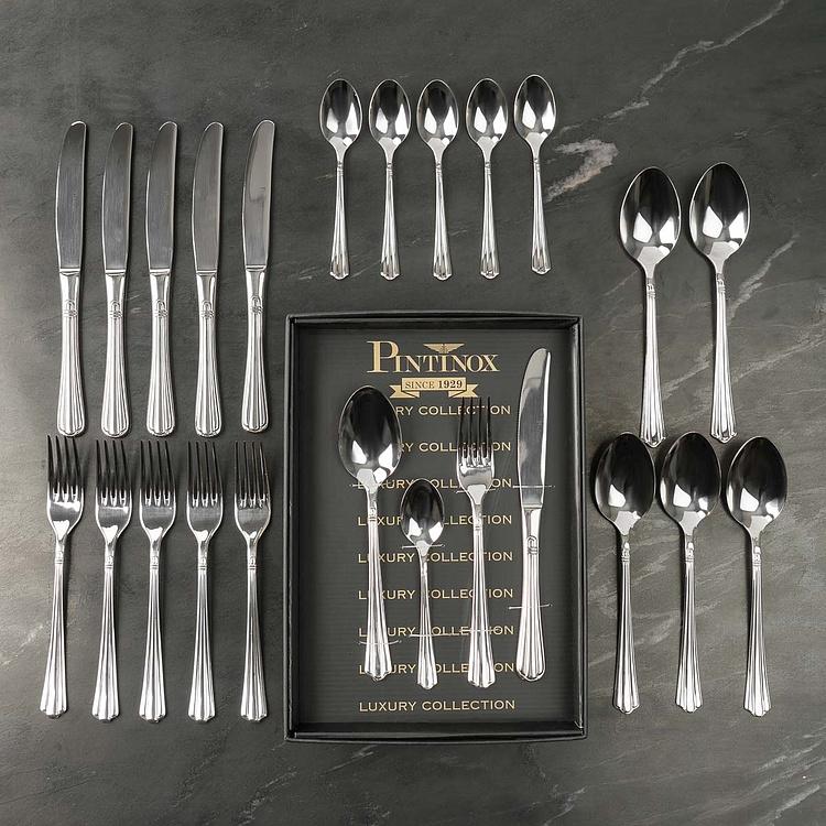 Набор Бернини из 24 столовых прибора на 6 персон по 4 предмета в подарочной коробке Лакшери Set Of 24 Cutlery Pieces Bernini Luxury Box
