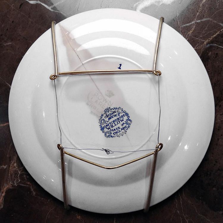 Винтажная тарелка белая с голубым мотивом 18, M Vintage Plate Blue White Medium 18