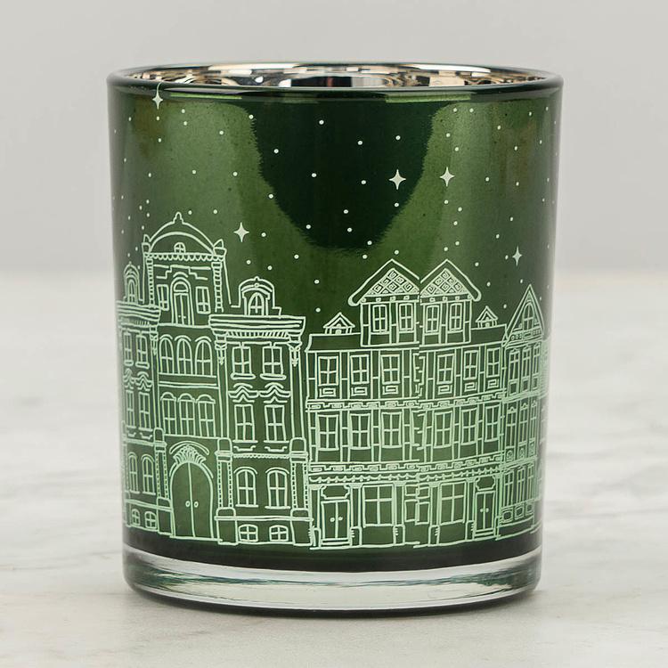 Подсвечник Ночной город Houses Candle Holder Green