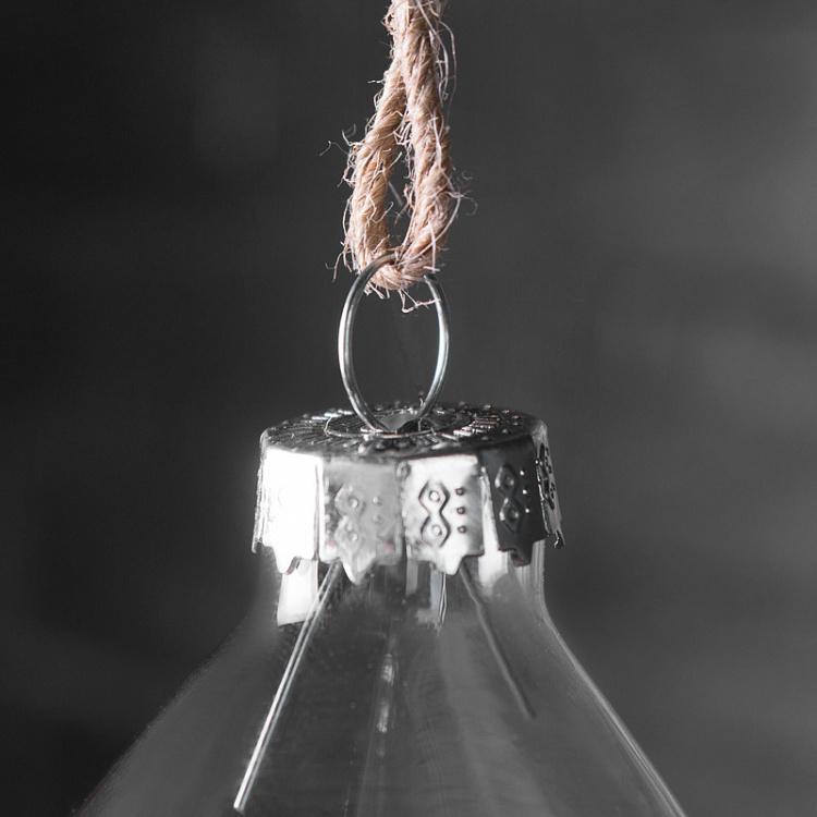 Ёлочный шар с листьями внутри 1 Glass Leaf In Ball Clear/White 1 12,5 cm