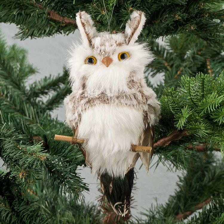 Ёлочная игрушка Сова на ветке, M Owl On Branch 25 cm
