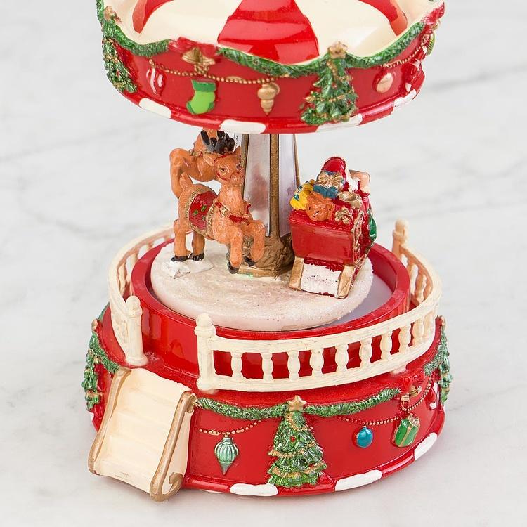Музыкальная механическая фигурка Карусель Сани Санты Music Motion Santa Sleigh Carousel 14,5 cm