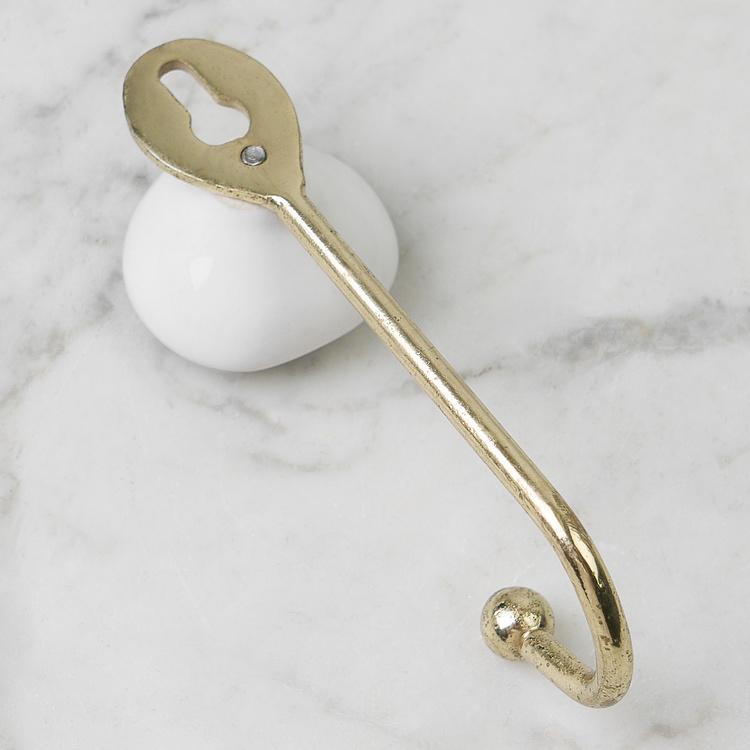 Золотистый крючок с бирюзовым кракелюром Blue Ceramic Hook Gold