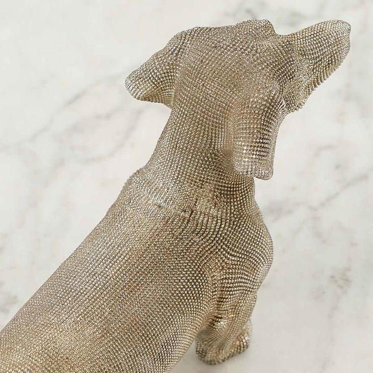 Статуэтка со стразами Такса Dachshund Figure With Rhinestones Silver