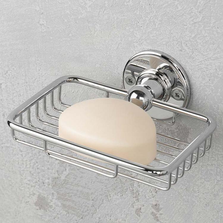 Настенная прямоугольная мыльница-решётка цвета хром Soap Basket Chrome