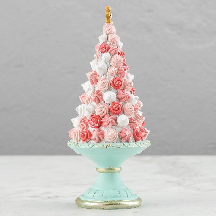 Новогодняя фигурка Сладкая ёлка зелёно-розовая Candy Cone Tree On Stand Pink Green 20,5 cm