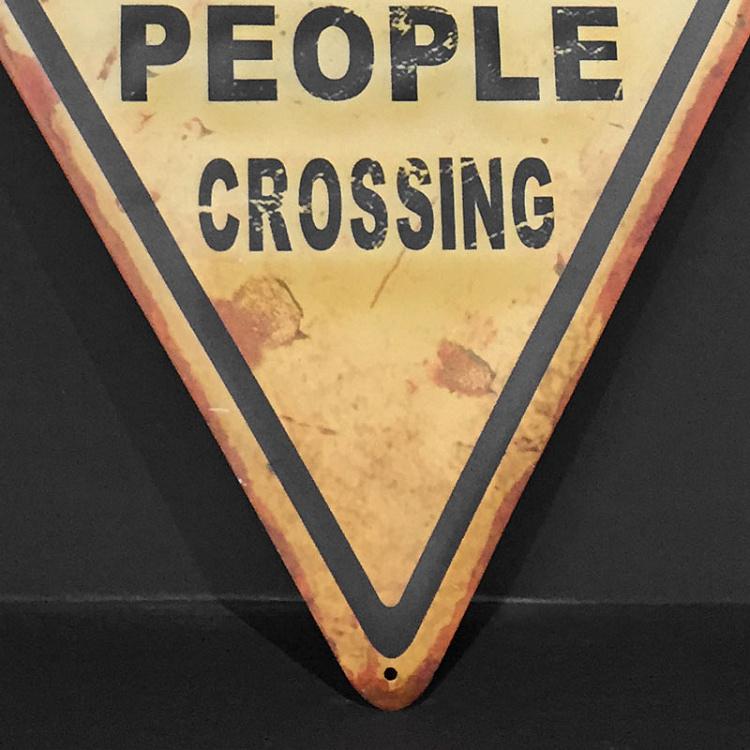 Металлическая треугольная табличка Осторожно, дорогу переходят пьяные люди Plaque Metal Facon Panneau D'Avertissement Triangle Caution Drunk People Crossing Fond Jaune