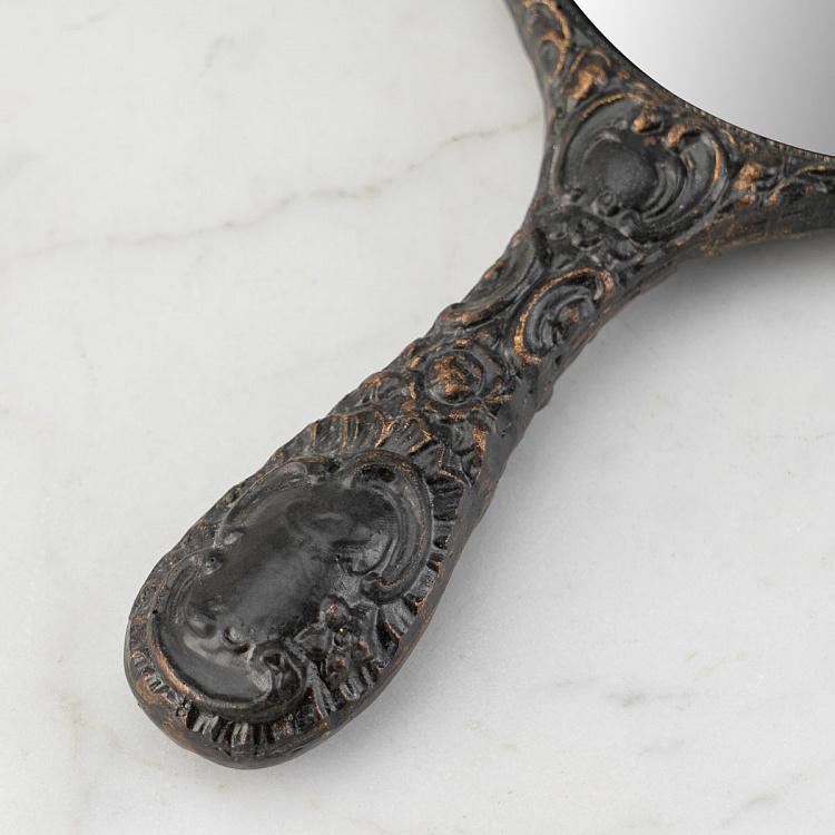 Ручное зеркало в чёрной оправе с патиной Hand Mirror Black Patina