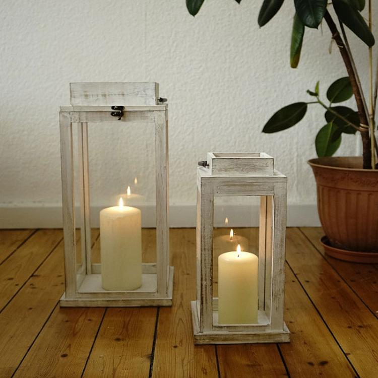 Набор из двух подсвечников Род-Айленд Set Of 2 Lanterns Rhode Island White Brushed