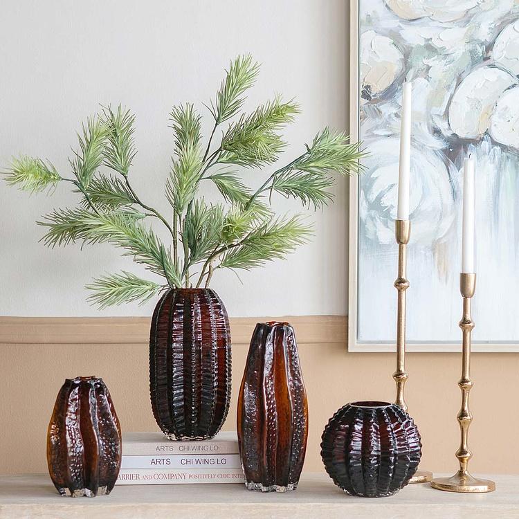 Ваза янтарного цвета Карамбола, L Carambola Shape Amber Glass Vase Large