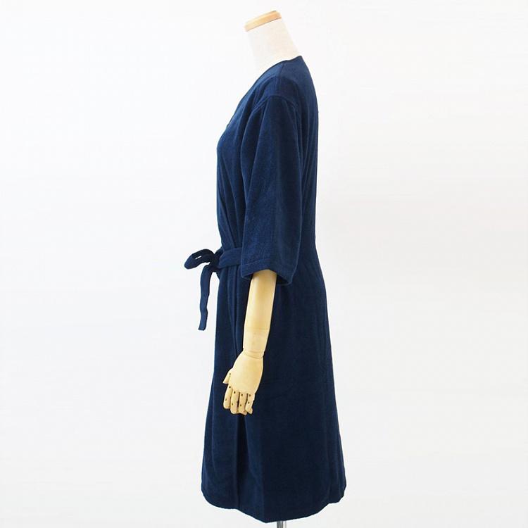 Сверхтонкий тёмно-синий халат, размер M Ultra-Thin Soft Pile Bathrobe Dark Blue M