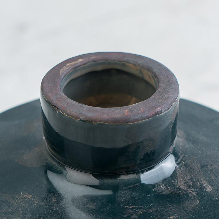 Широкая тёмно-синяя керамическая мини-ваза Бутыль Bottle Vase Dark Blue Wide