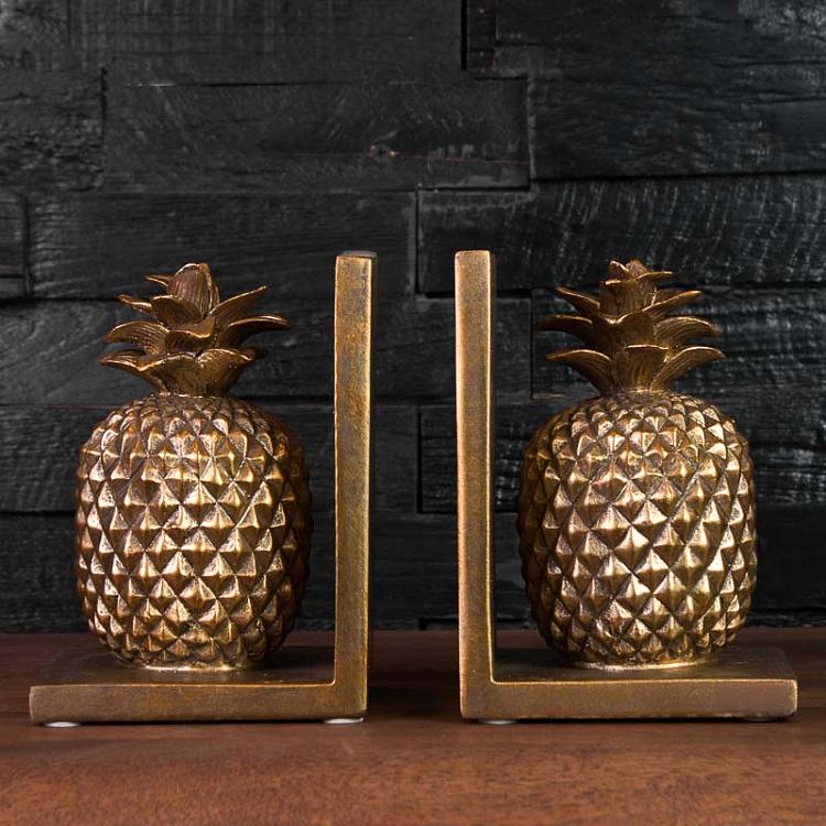 Набор из двух держателей для книг Ананасы Bookend Golden Pineapples