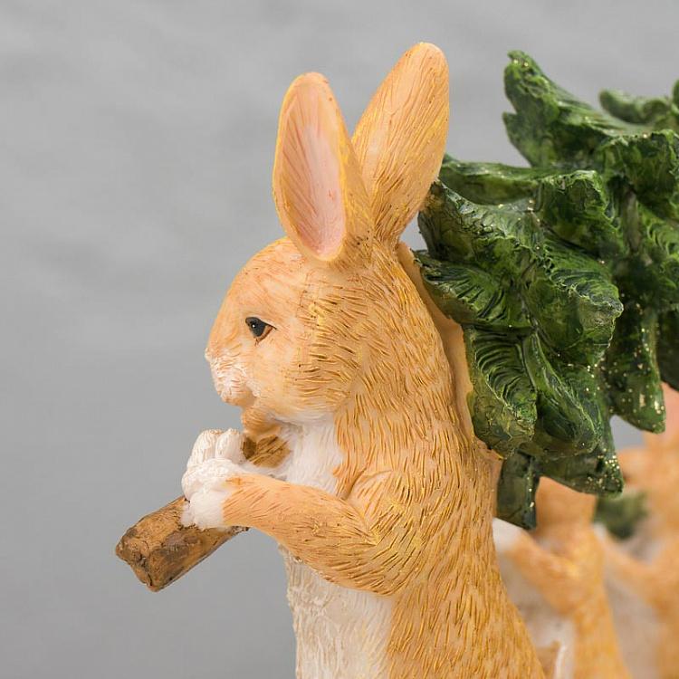 Статуэтка Рождественские зайцы с ёлками Xmas Rabbits With Trees 30 cm